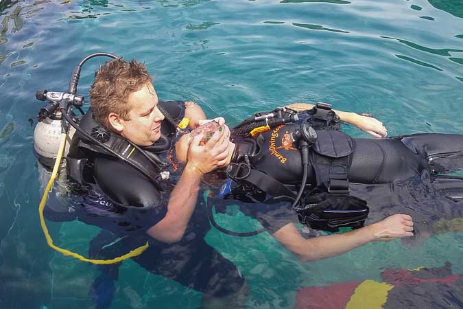 rescue excercise in pool