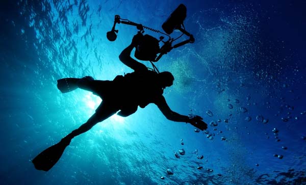 diver above with camera